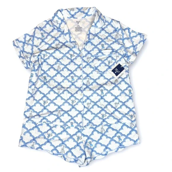 Roller Rabbit x Target Pajama Set Womens XXL Blue Monkey Print Shorts Sleepwear - Picture 7 of 7